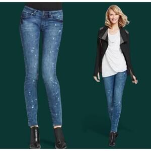 CAbi Constellation Jeans Skinny Mid Rise Blue Wash Bleach Stretch Denim #920 - 8